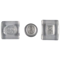 Erik Höglund for Kosta Boda, Three Low Bowls in Clear Art Glass