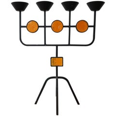 Erik Hoglund for Yastad Swedish Iron and Glass Candleholder