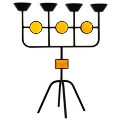 Erik Höglund for Ystad Metall with Yellow Artglas, Candlelabra