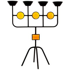 Erik Höglund for Ystad Metall with Yellow Artglas, Candlelabra