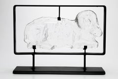 Erik Hoglund / Glass Relief in Iron Frame / Boda Glasbruk / 1960s