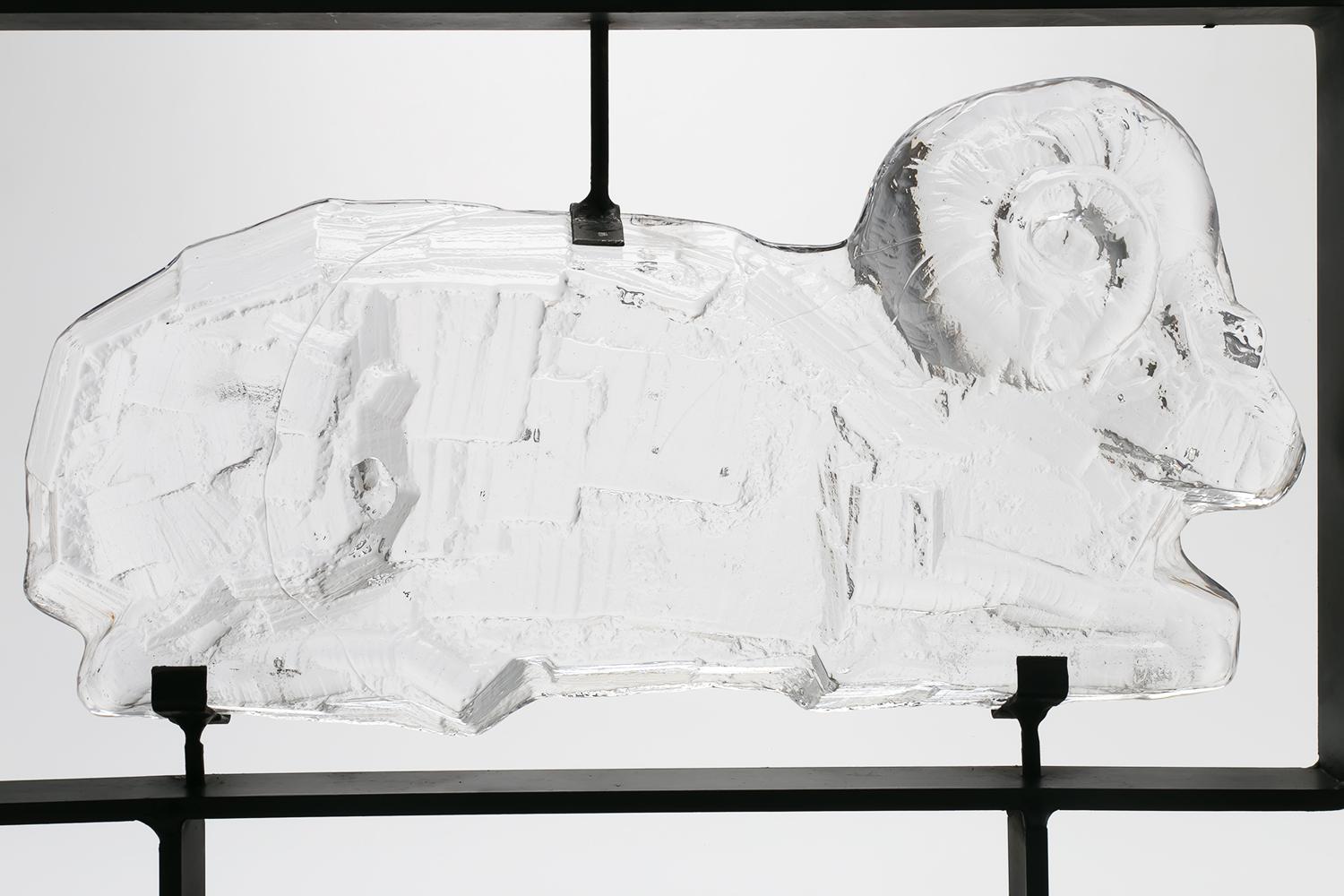 Erik Hoglund / Glass Relief in Iron Frame / Boda Glasbruk / 1960s 1