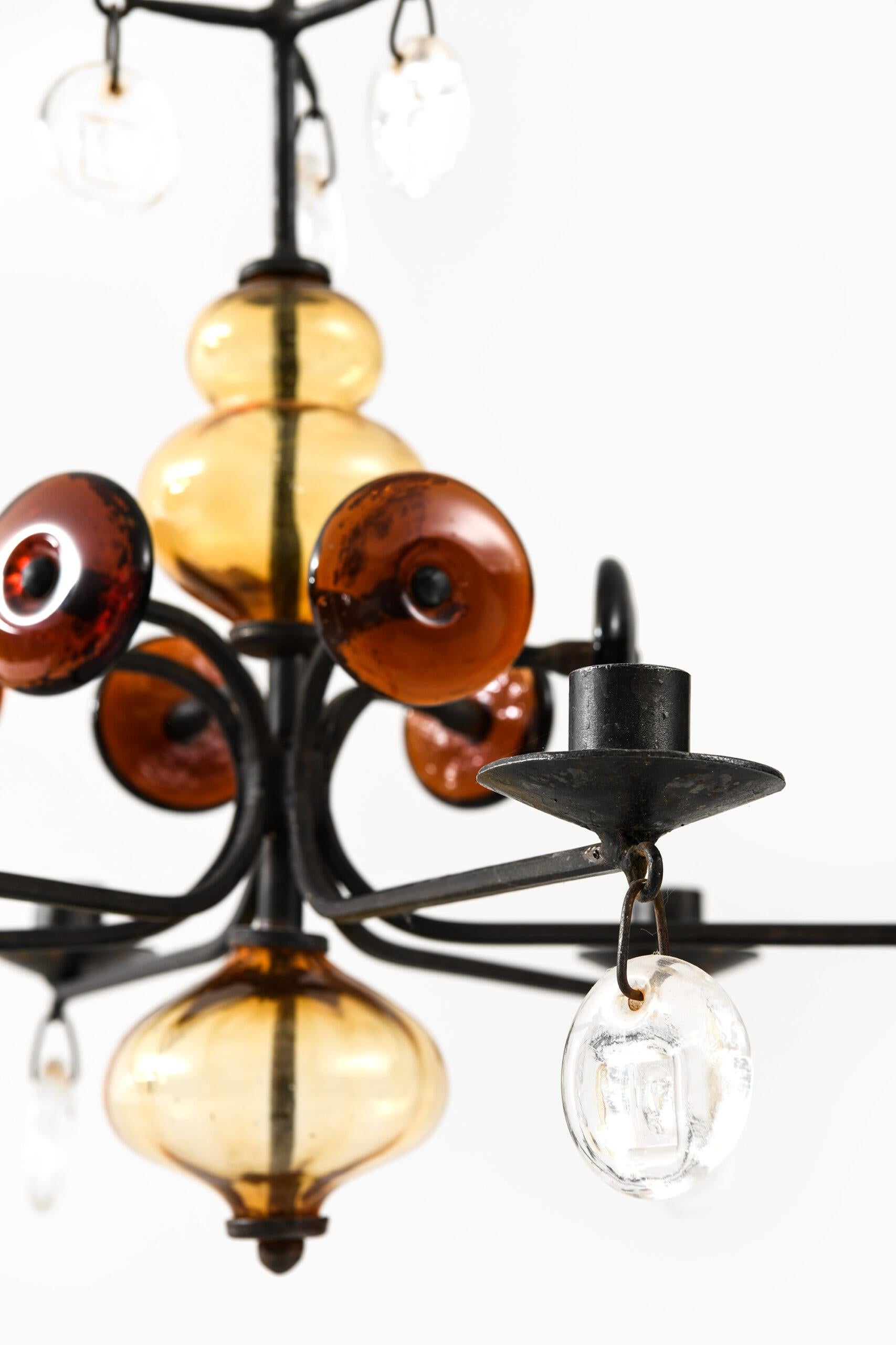 Wrought Iron Erik Höglund Hanging Candelabra Produced by Boda in Sweden For Sale