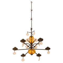 Erik Höglund Hanging Candelabrum/Candelabra/Chandelier. Blown Glass & Iron
