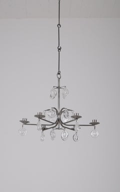 Erik Höglund Hanging Candelabrum/Candelabra/Chandelier, Glass & Iron