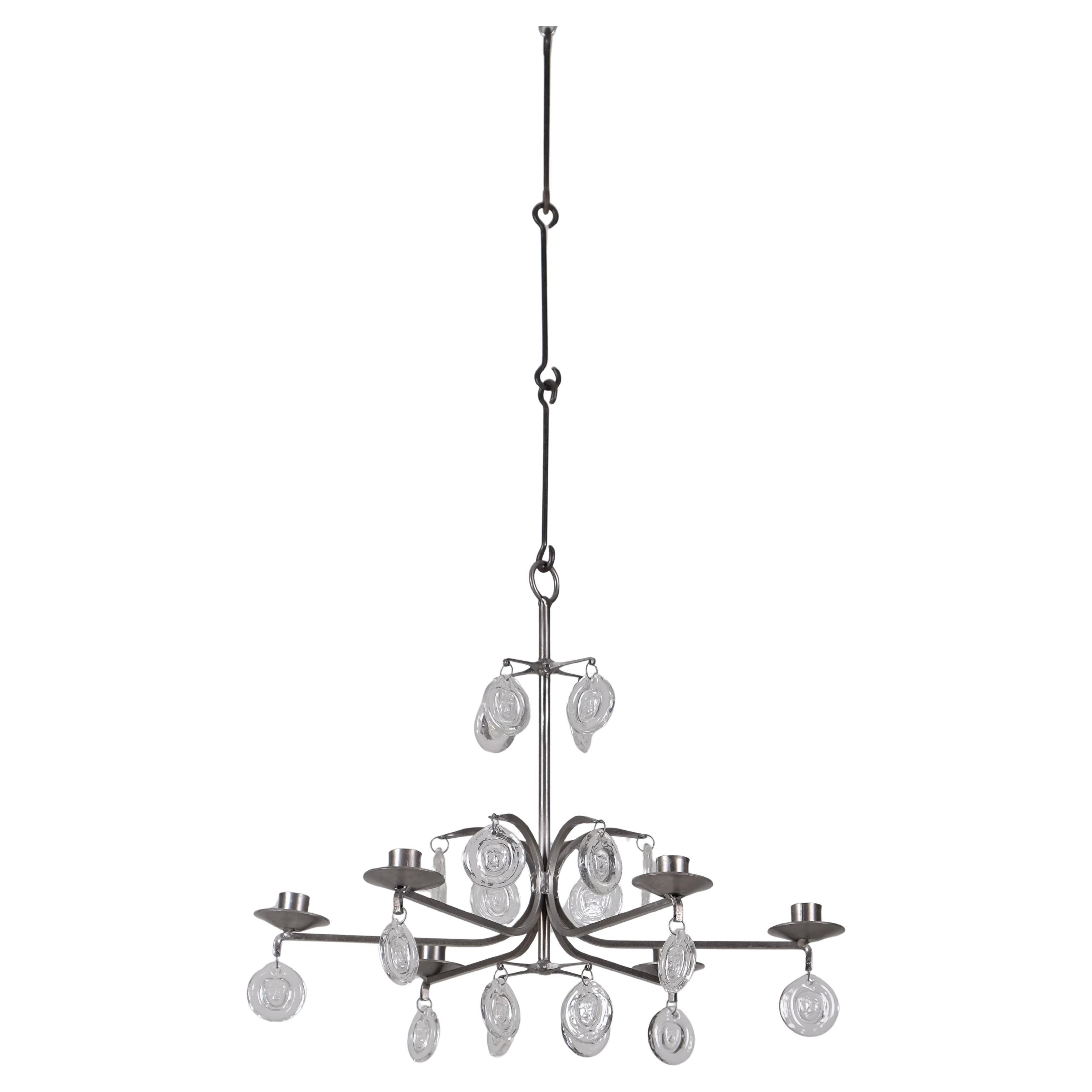 Erik Höglund Candelabro/candelabro/manipolatore a sospensione, vetro e ferro