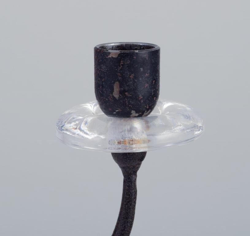 Swedish Erik Höglund, Kosta Boda. Two-armed hanging candle holder. Cast iron and glass For Sale