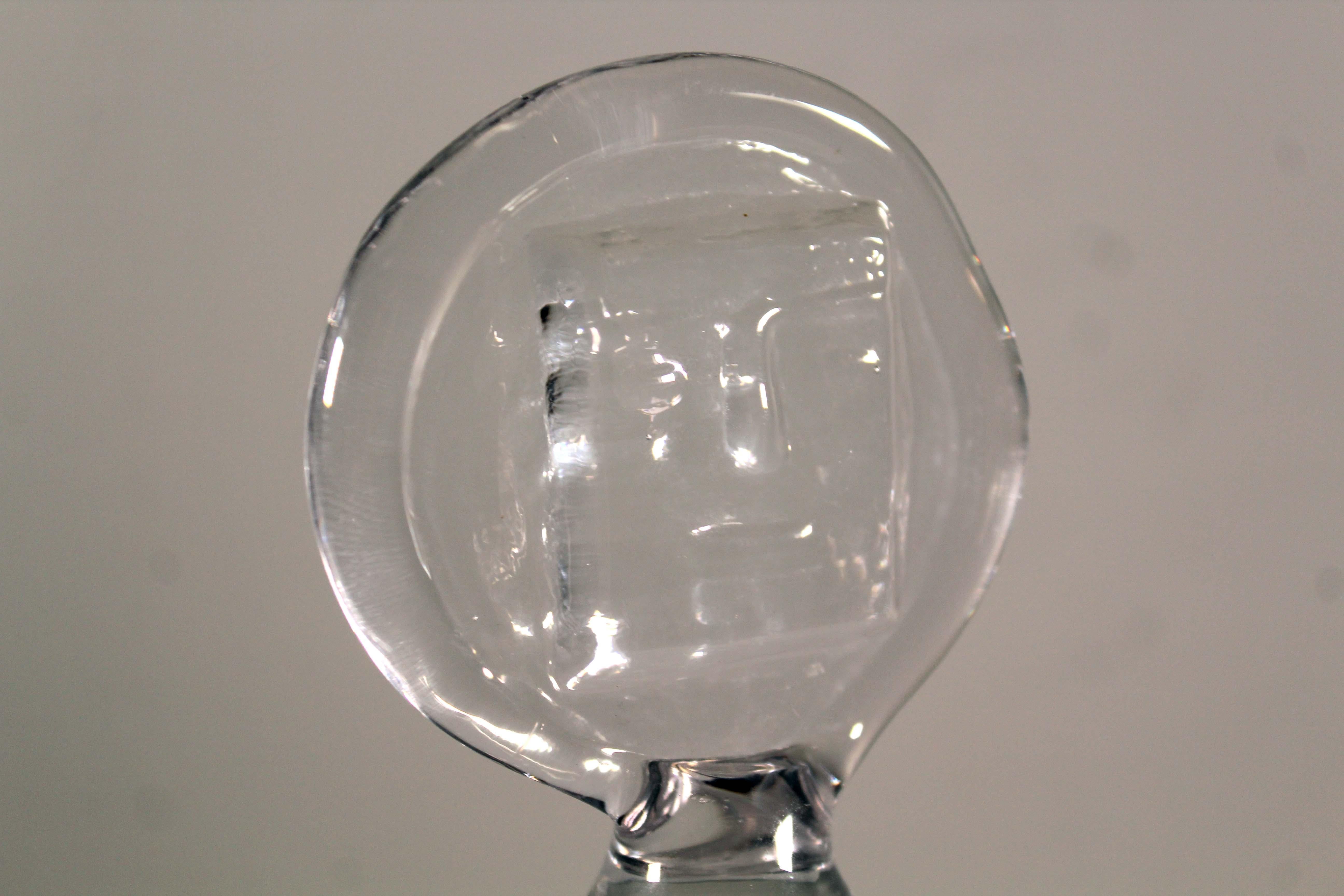 Erik Hoglund Midcentury Modern Clear Glass Decanter People Male Sweden, 1960s 1