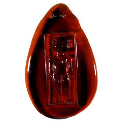 Erik Hoglund Mid-Century Modern Orange Glass People Sculpture Sweden, 1960s