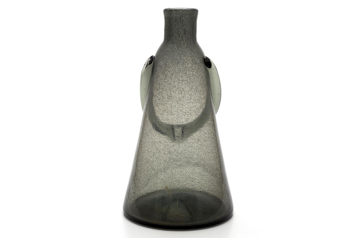 Svedese Erik Höglund / BOTTIGLIA DI PERSONE (CARBORUNDUM GRIGIO) H228 / Boda Glasbruk / Anni '50 in vendita