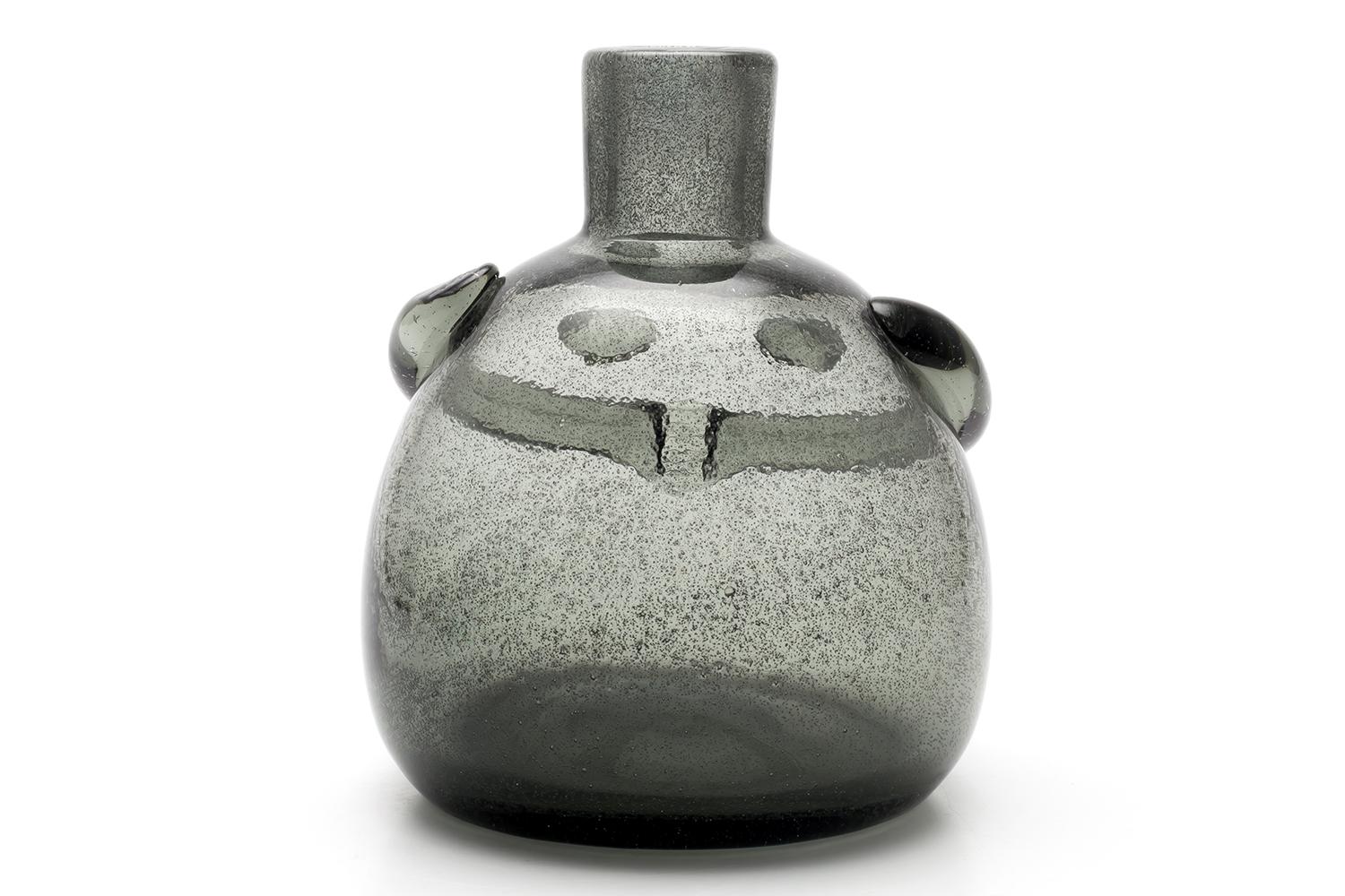 Svedese Erik Höglund / BOTTIGLIA DI PERSONE (CARBORUNDUM GRIGIO) H875 / Boda Glasbruk / Anni '50 in vendita