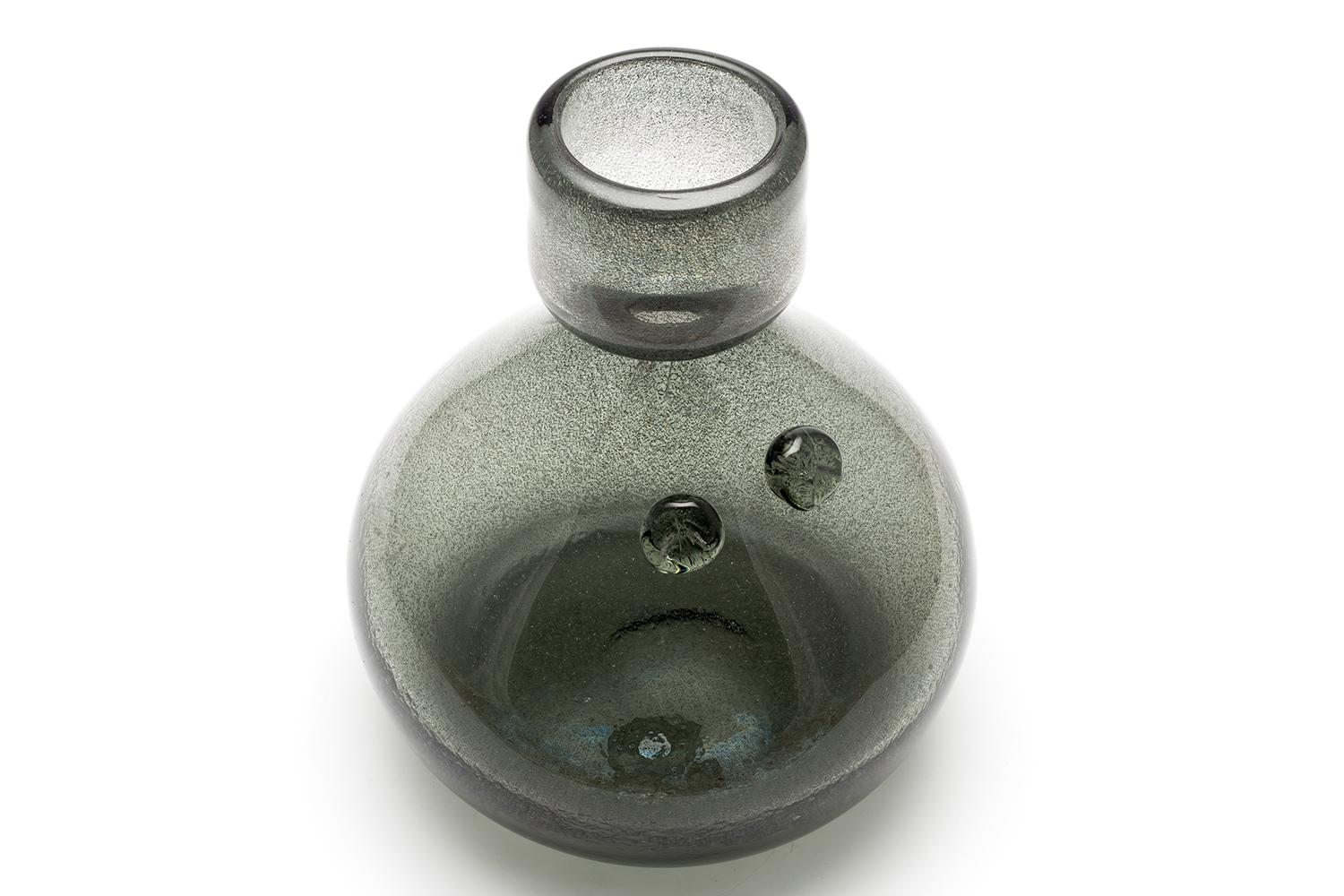 Mid-20th Century Erik Höglund / PEOPLE BOTTLE(GREY CARBORUNDUM) H887 / Boda Glasbruk / 1950s For Sale