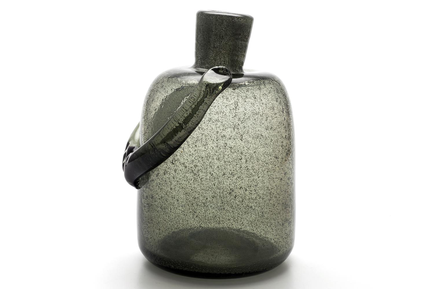 Scandinavian Modern Erik Höglund / PEOPLE BOTTLE(GREY CARBORUNDUM) H896 / Boda Glasbruk / 1950s For Sale