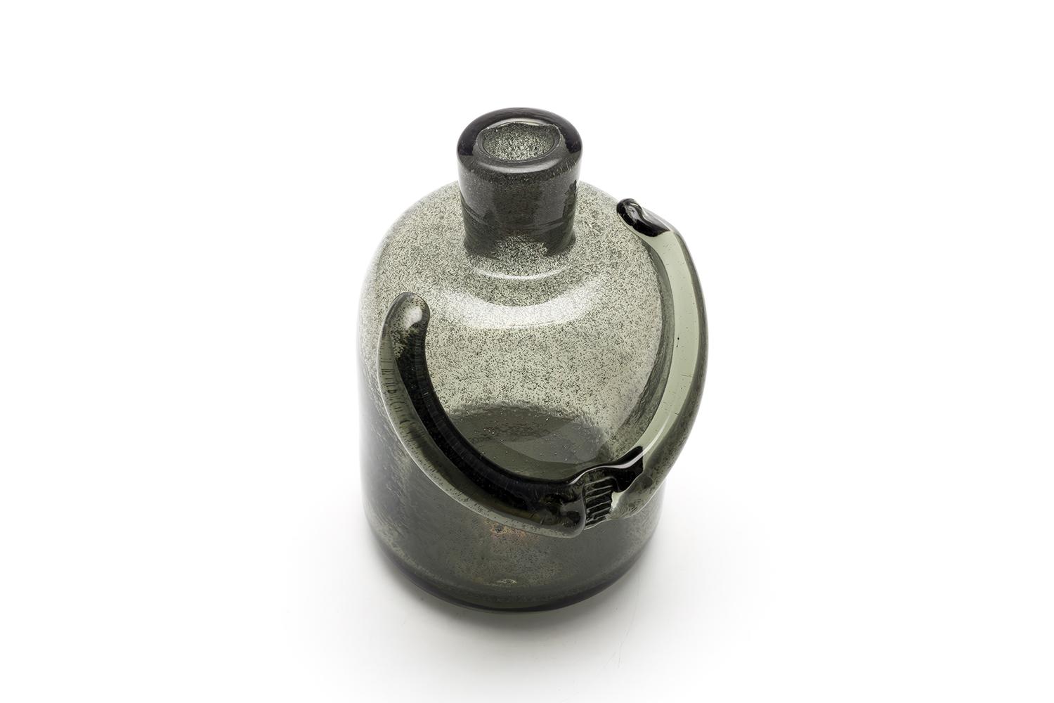 Mid-20th Century Erik Höglund / PEOPLE BOTTLE(GREY CARBORUNDUM) H896 / Boda Glasbruk / 1950s For Sale