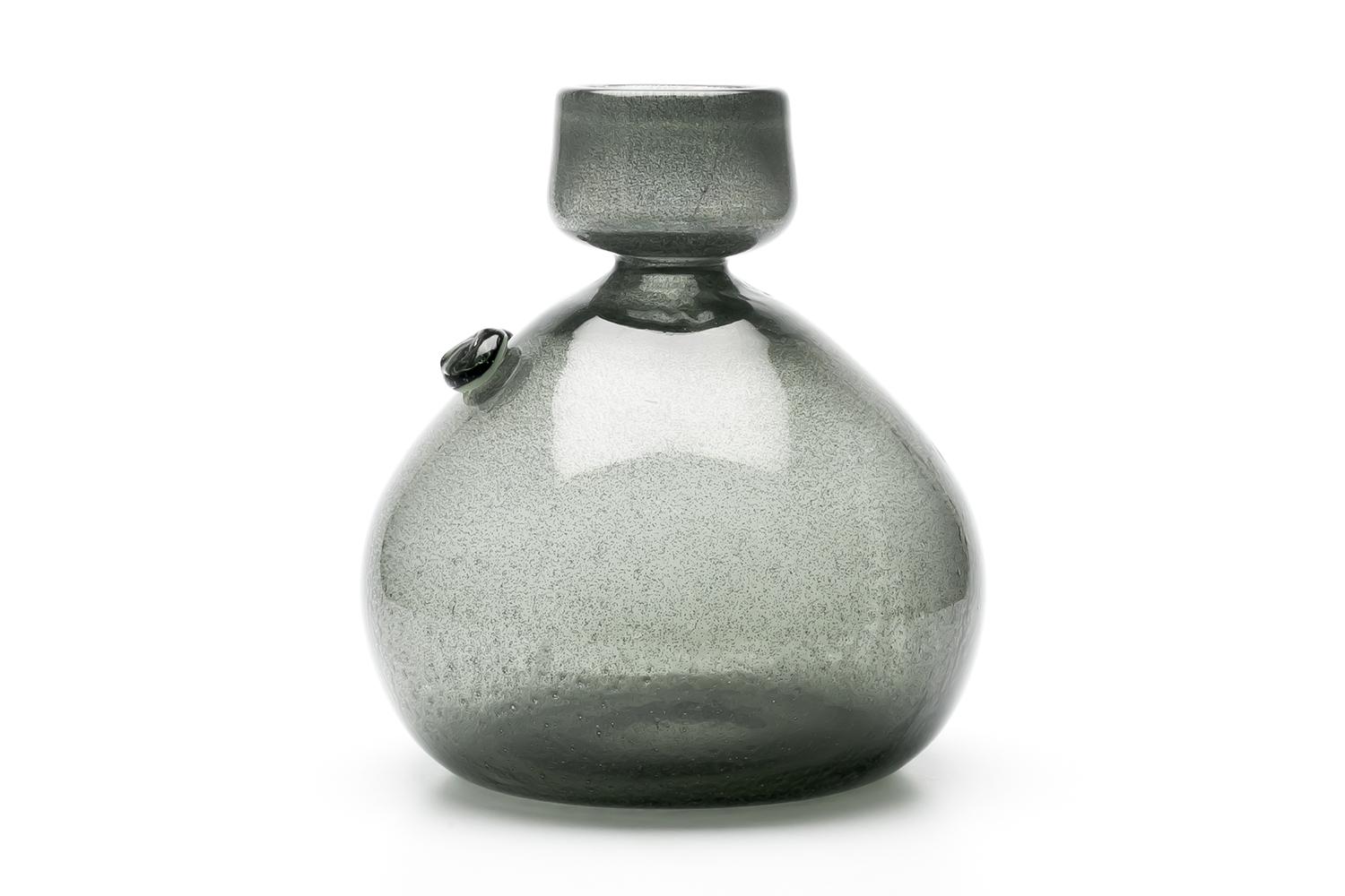 Scandinavian Modern Erik Hoglund / People Form Vase, 'Grey Carbrundum' / Boda Glasbruk / 1950s For Sale