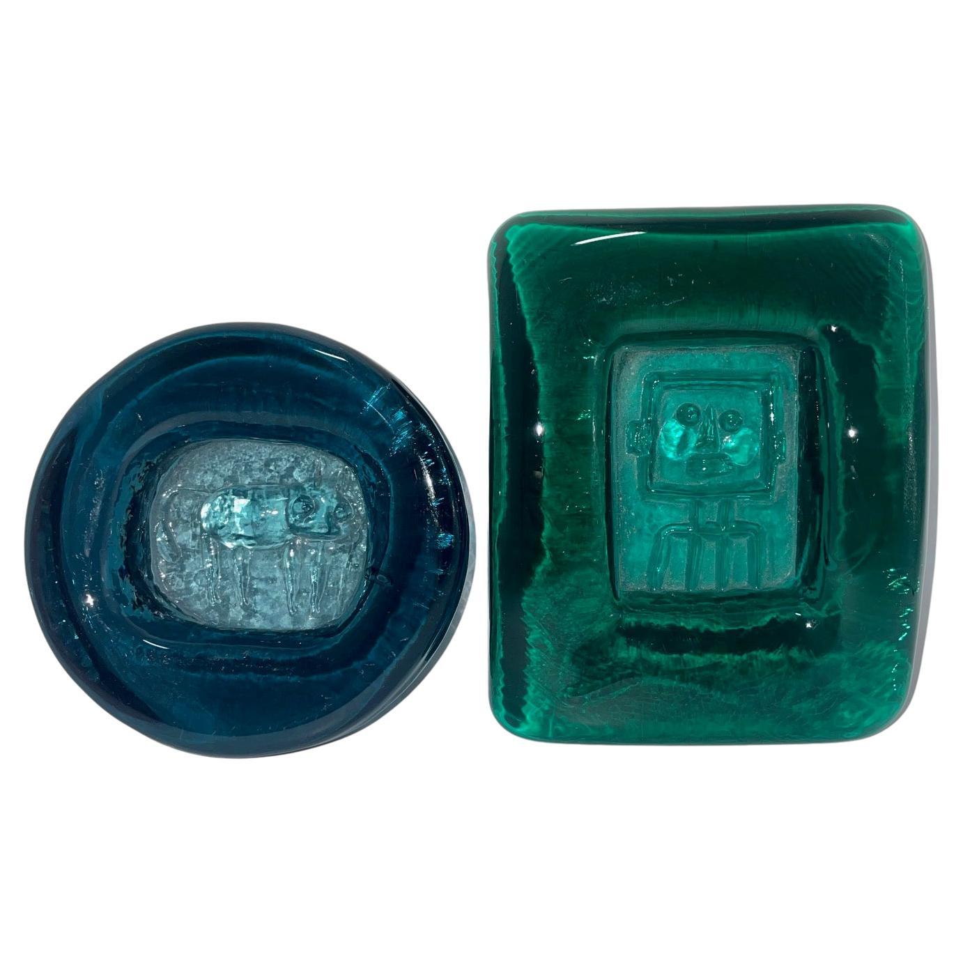Erik Höglund - Set of 2 glass Ashtray ''Robot'' For Sale