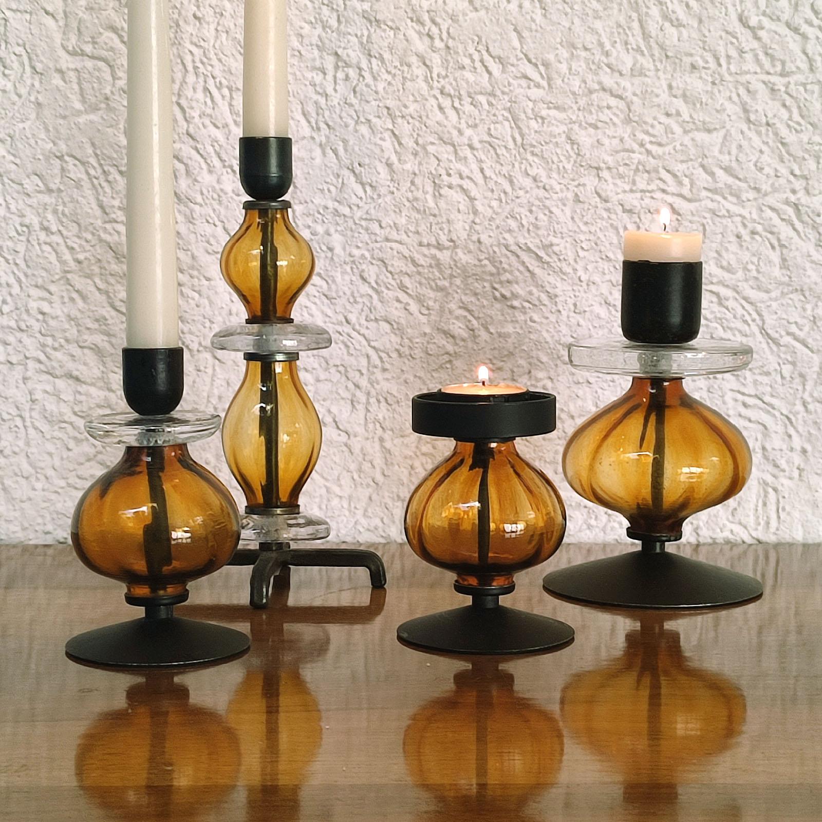 Swedish Erik Hoglund Set of Four Candle Holders, Mid-Century Sweden