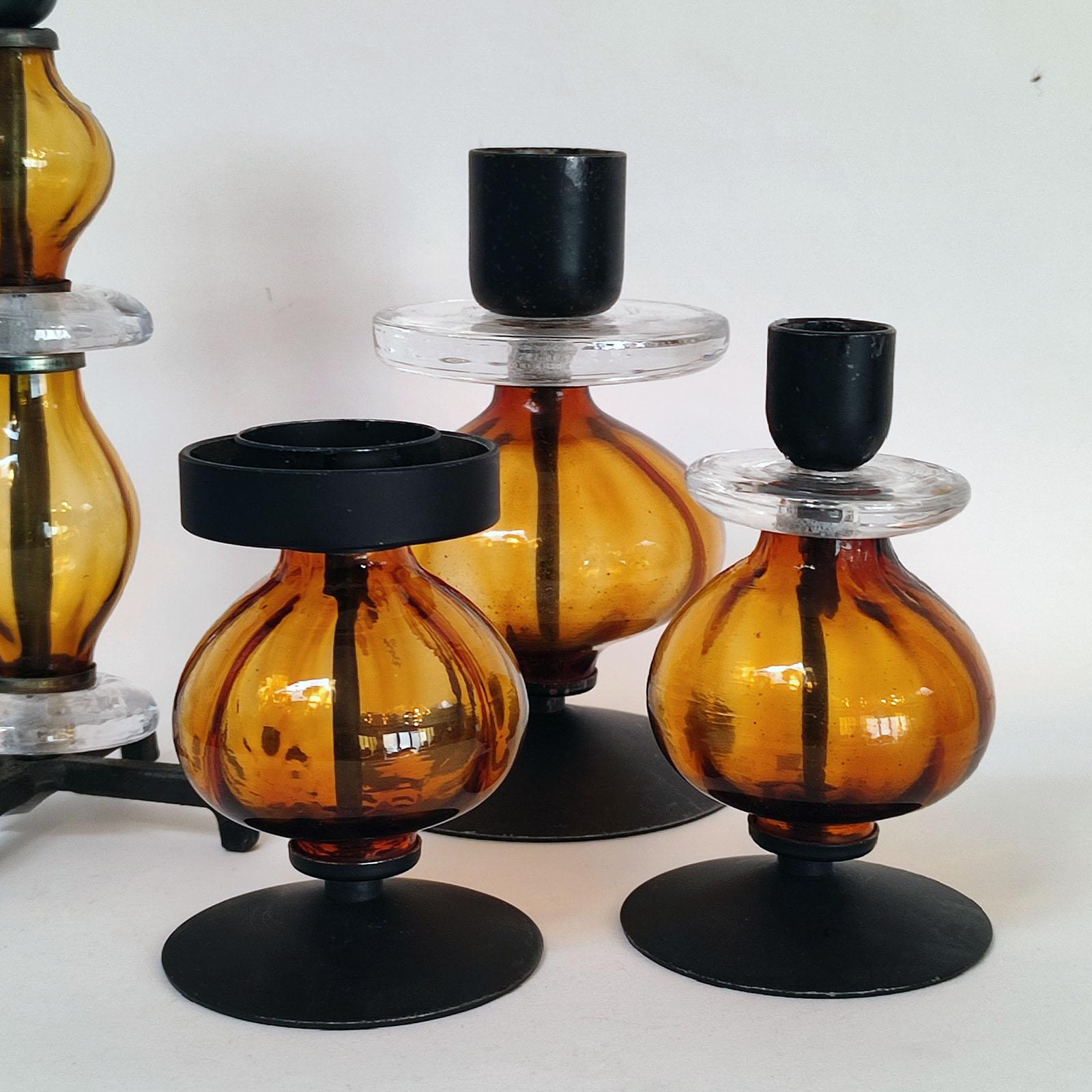 Erik Hoglund Set of Four Candle Holders, Mid-Century Sweden 1