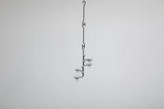 Erik Höglund Style Wrought Iron Hanging Candelabra with Glass Peg Votive Holders