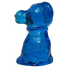 Vintage Erik Höglund Suncatcher Dog in Blue Glass, 1970s