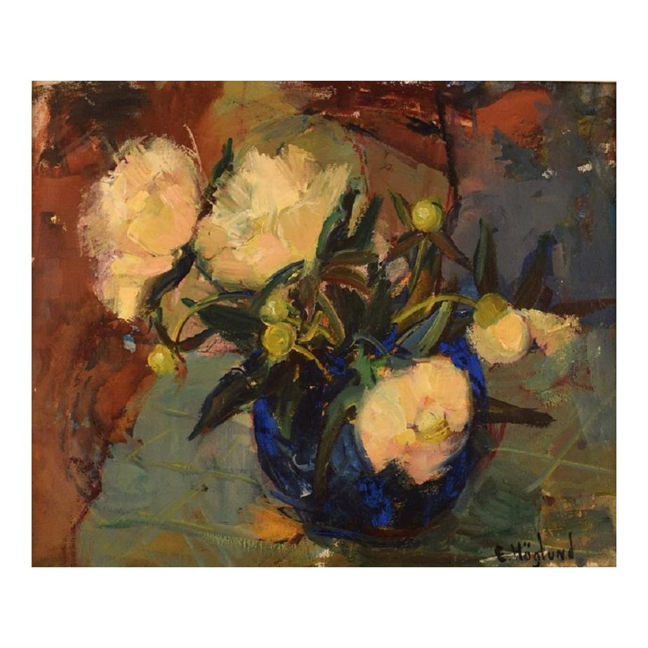 Erik Höglund, Sweden, Oil on Canvas, Still Life with Flowers, 1960s / 70s