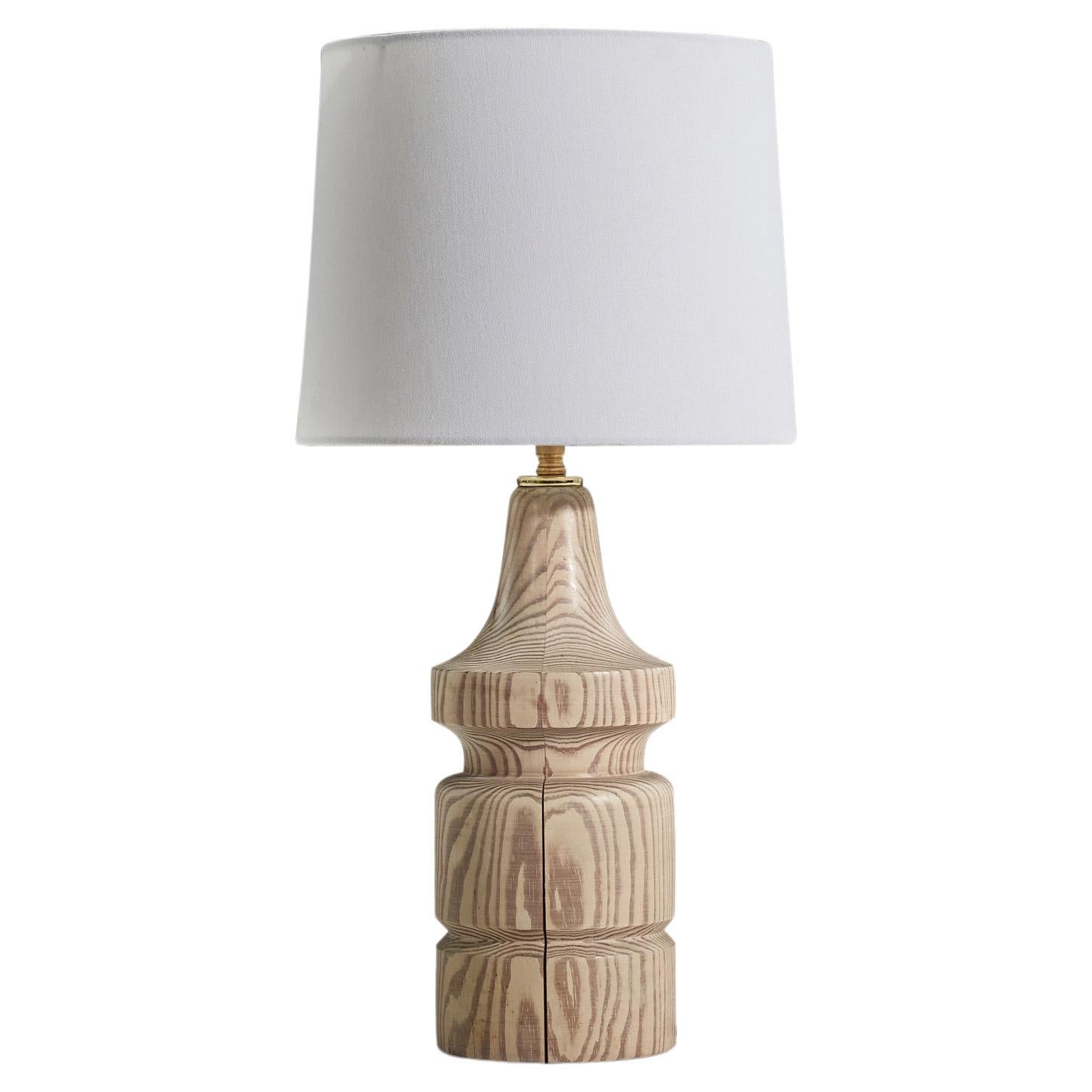 Erik Höglund, Table Lamp, Cerused Pine, Sweden, C. 1960s For Sale