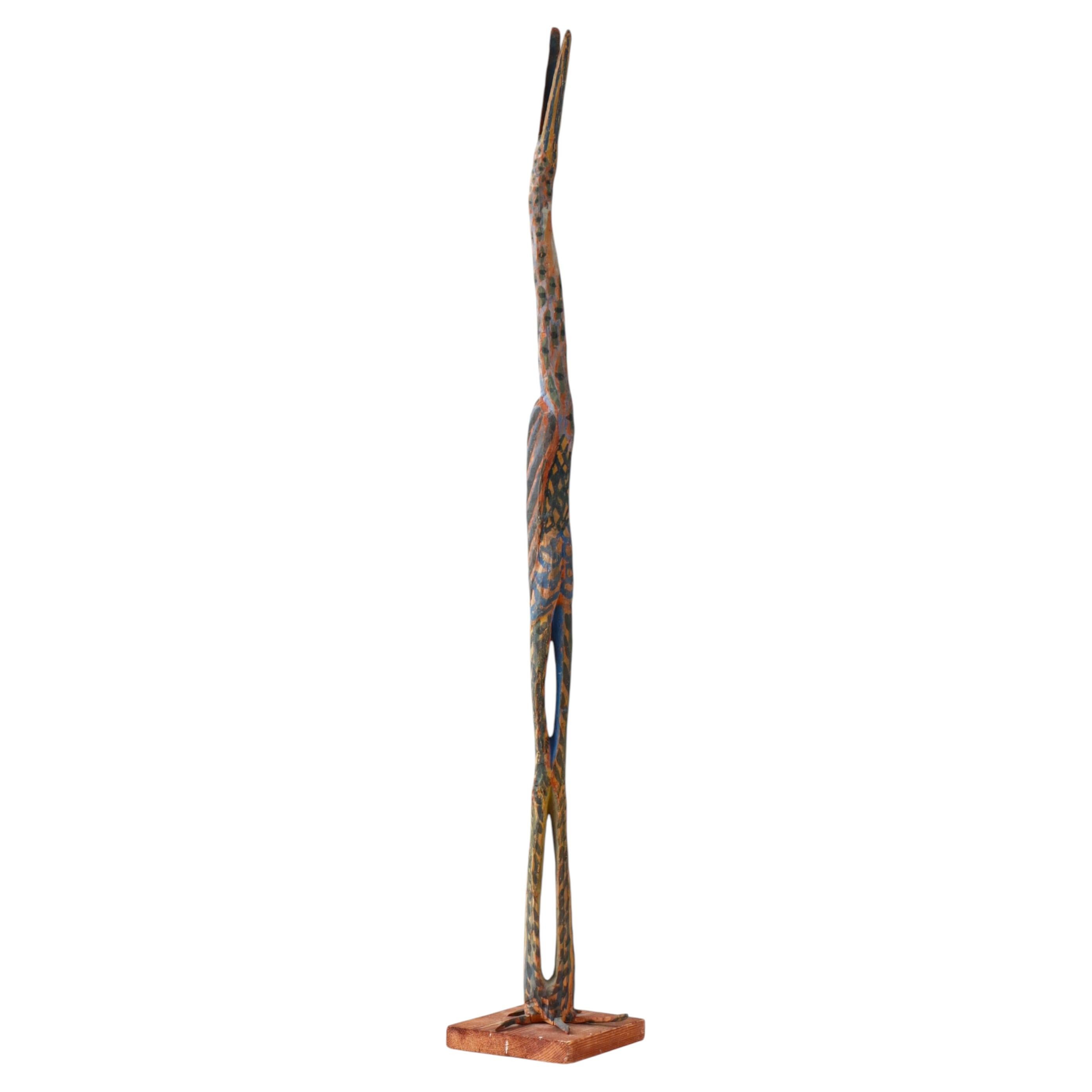 Erik Höglund Unique Bird Sculpture in Cut and Painted Wood, Sweden, 1950s For Sale