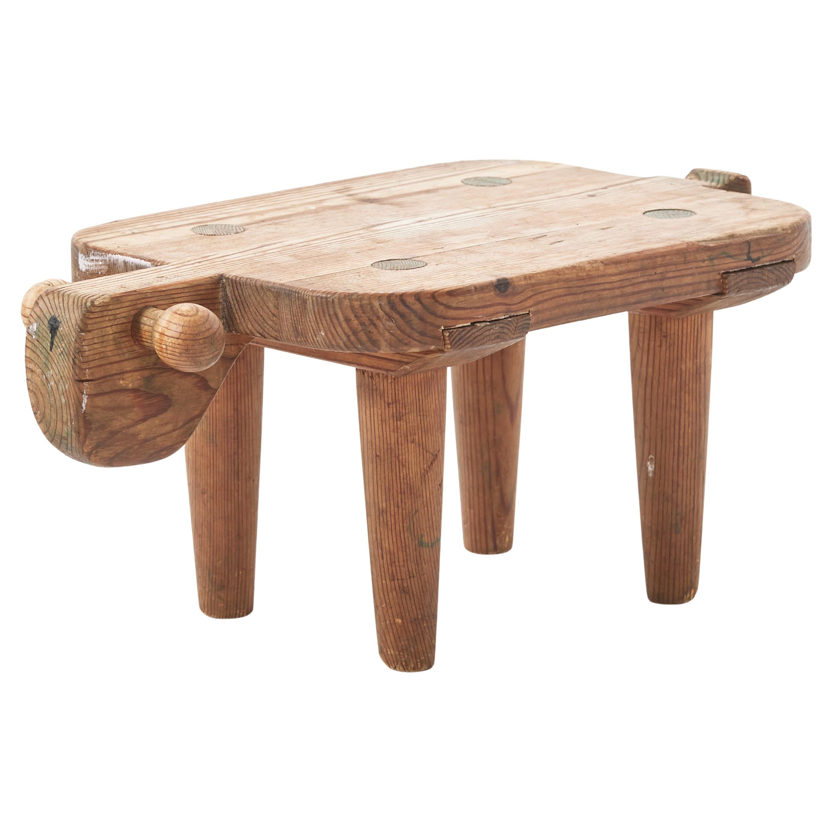 Erik Höglund Unique Prototype Stool in Pinewood, Sweden, 1950s For Sale