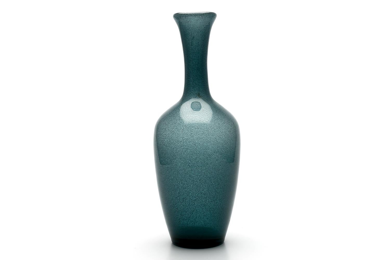 Scandinavian Modern Erik Hoglund / Vase, 'Blue Grey Carbrundum' / Boda Glasbruk / 1950s For Sale