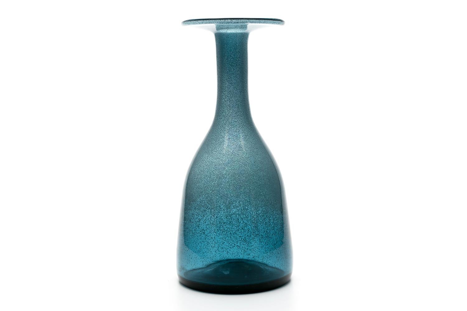 Scandinavian Modern Erik Hoglund / Vase 'Blue Grey Carbrundum' / Boda Glasbruk / 1950s For Sale