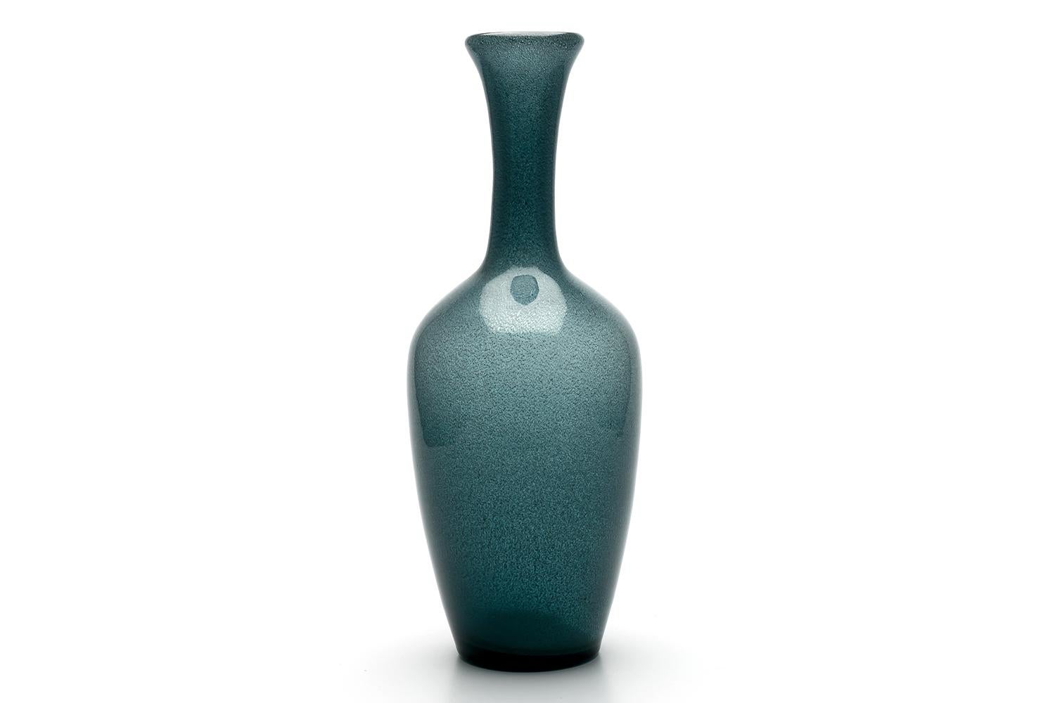 Swedish Erik Hoglund / Vase, 'Blue Grey Carbrundum' / Boda Glasbruk / 1950s For Sale