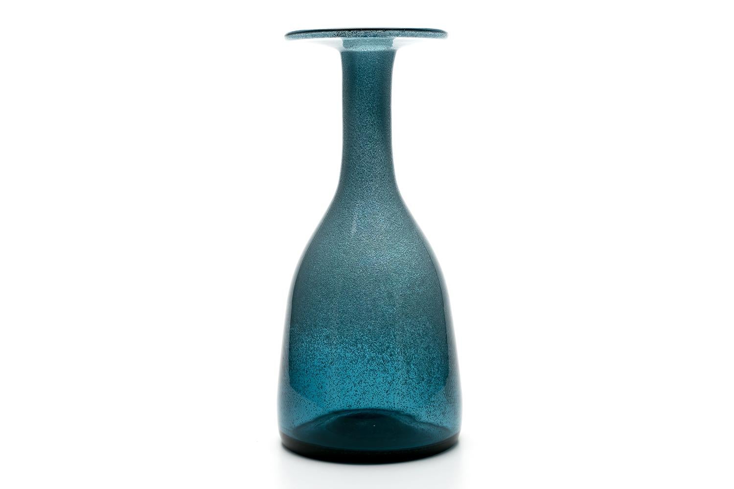 Swedish Erik Hoglund / Vase 'Blue Grey Carbrundum' / Boda Glasbruk / 1950s For Sale