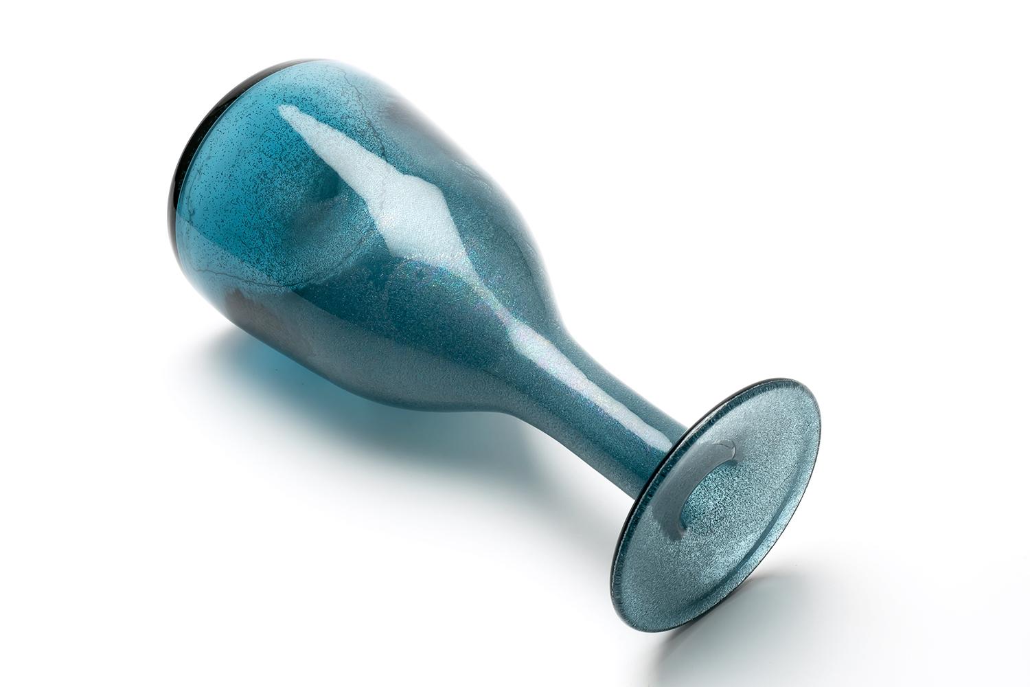 Metà XX secolo Erik Hoglund / Vaso 'Blue Grey Carbrundum' / Boda Glasbruk / Anni '50 in vendita