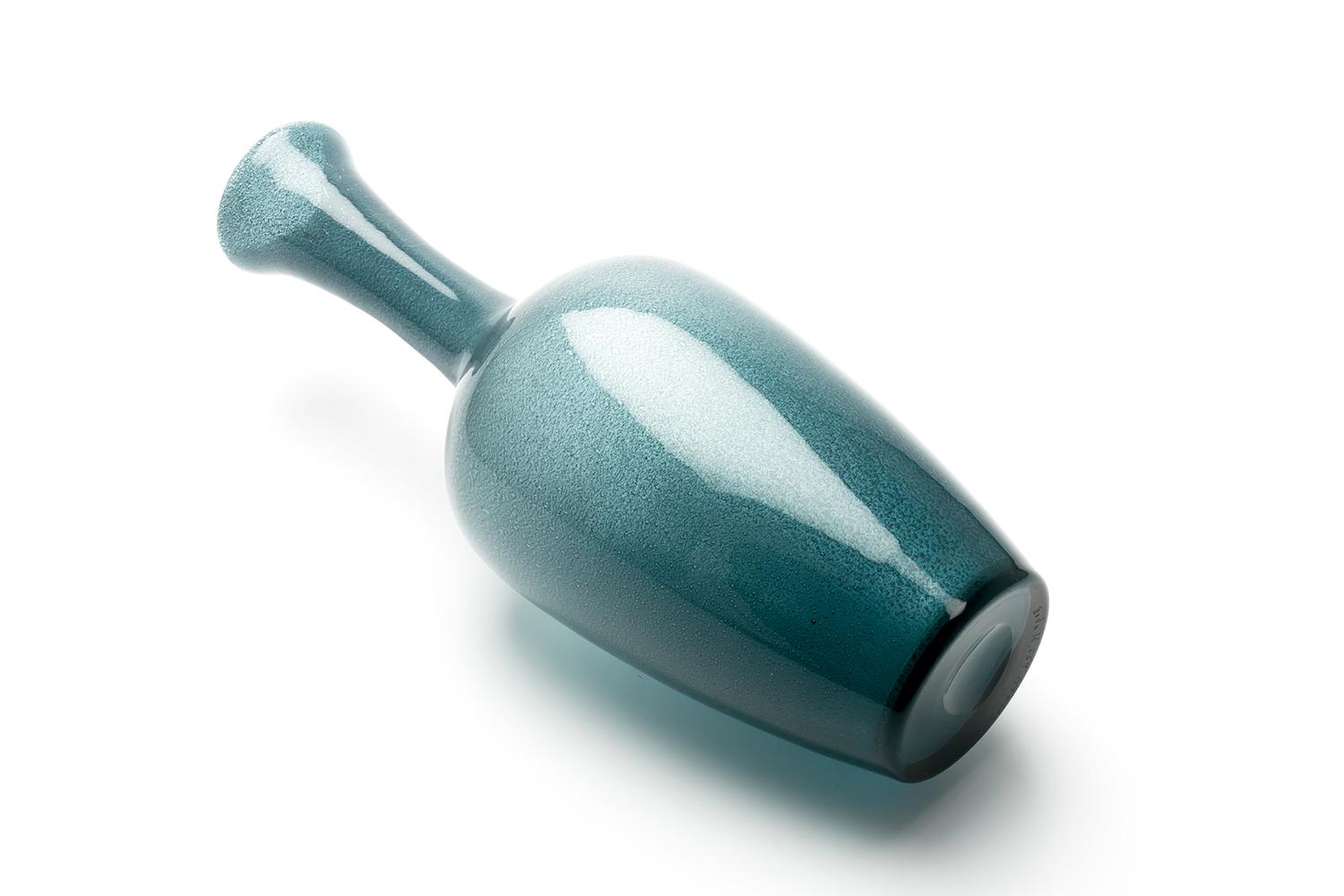 Blown Glass Erik Hoglund / Vase, 'Blue Grey Carbrundum' / Boda Glasbruk / 1950s For Sale