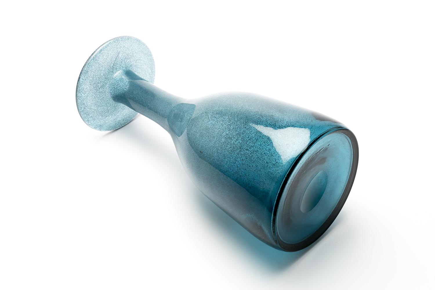 Blown Glass Erik Hoglund / Vase 'Blue Grey Carbrundum' / Boda Glasbruk / 1950s For Sale