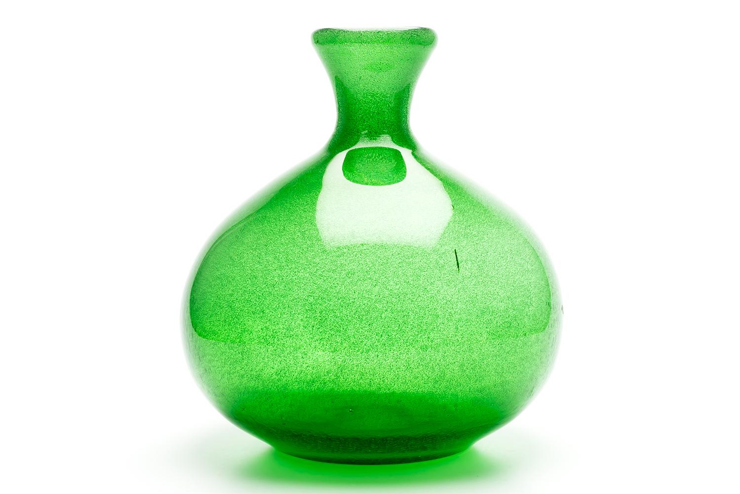 Scandinavian Modern Erik Hoglund / Vase 'Green Carbrundum' / Boda Glasbruk / 1950s