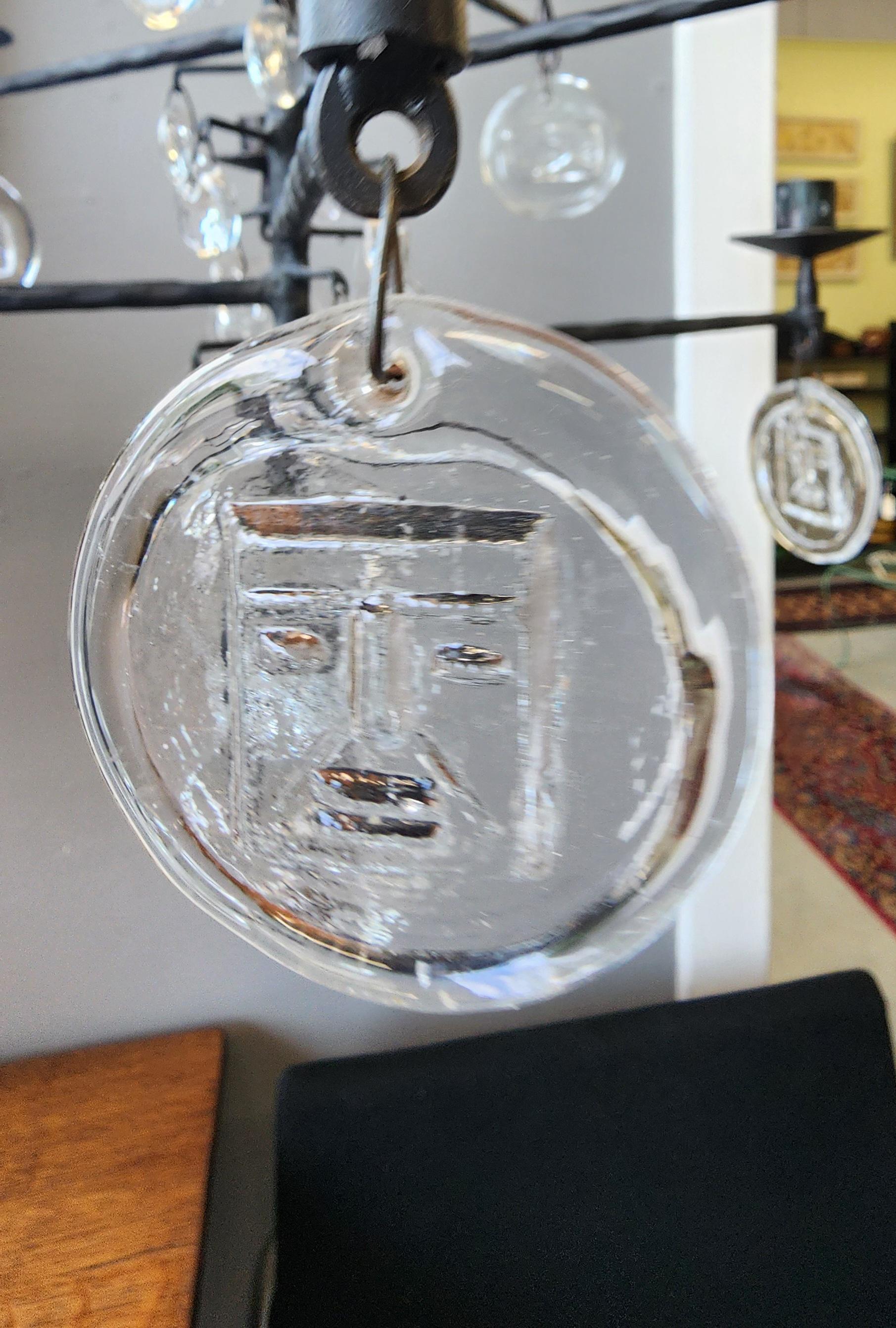 Hand-Crafted Erik Hogluund Rare Size Chandelier In Glass and Iron
