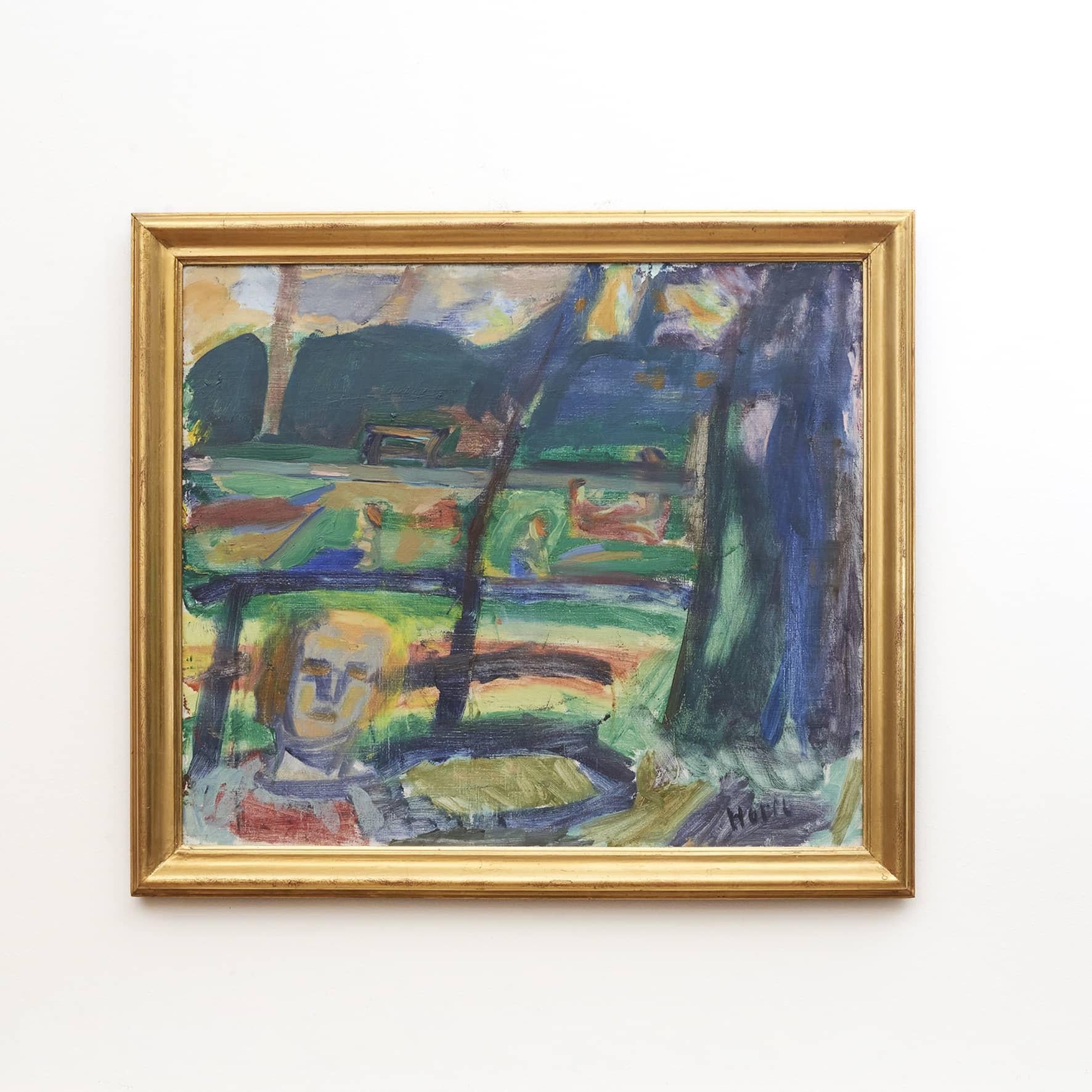 Erik Hoppe 1896 - 1968, olio su tela.
Motivo: Søndermarken 1949. Titolo: 