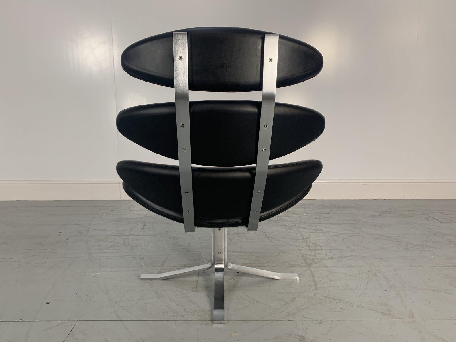 Erik Jorgensen “Corona” EJ5 Chair in Black “Apache” Leather For Sale 1