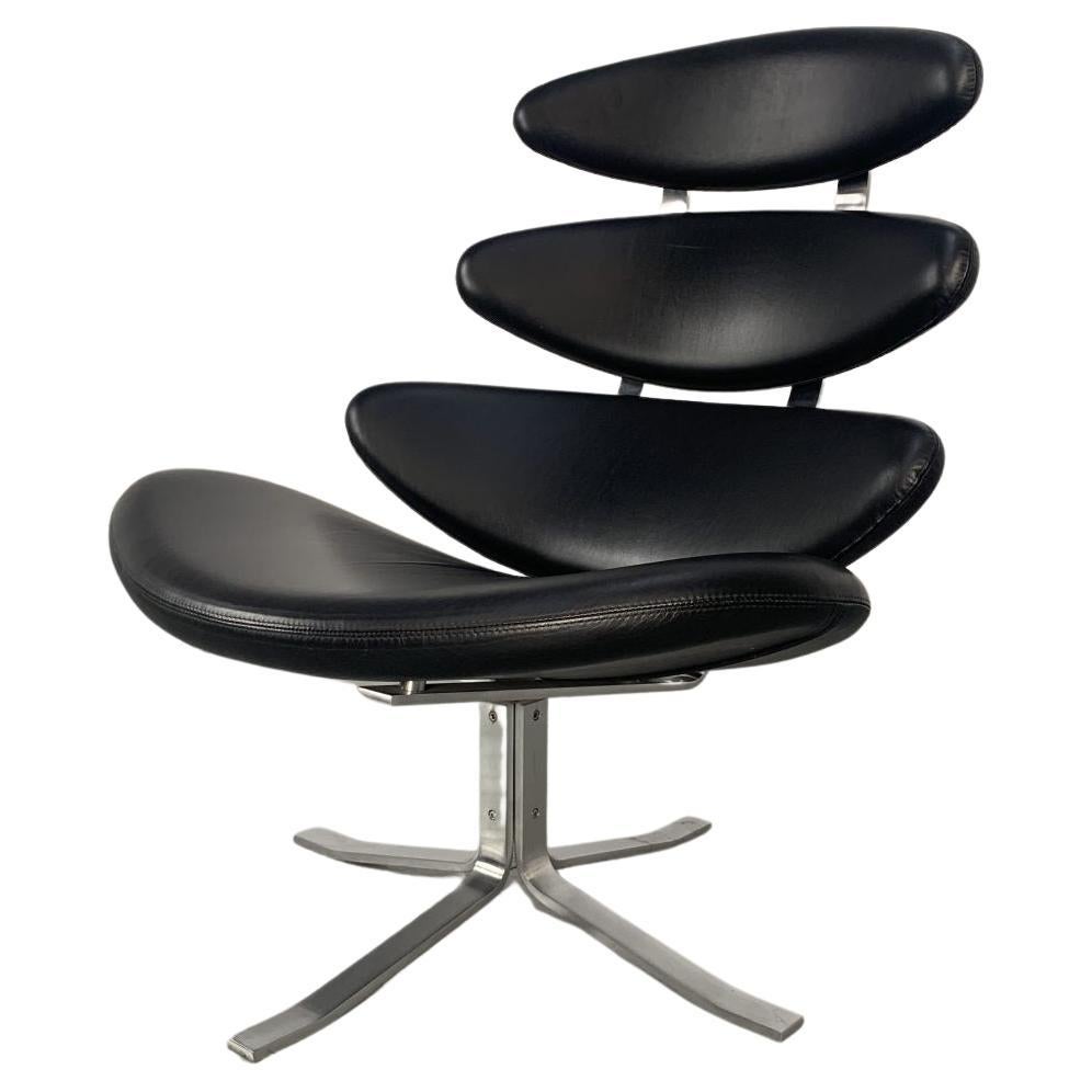 Erik Jorgensen “Corona” EJ5 Chair in Black “Apache” Leather For Sale