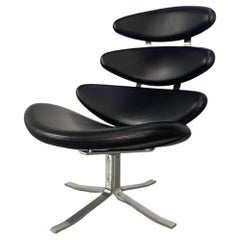 Vintage Erik Jorgensen “Corona” EJ5 Chair in Black “Apache” Leather