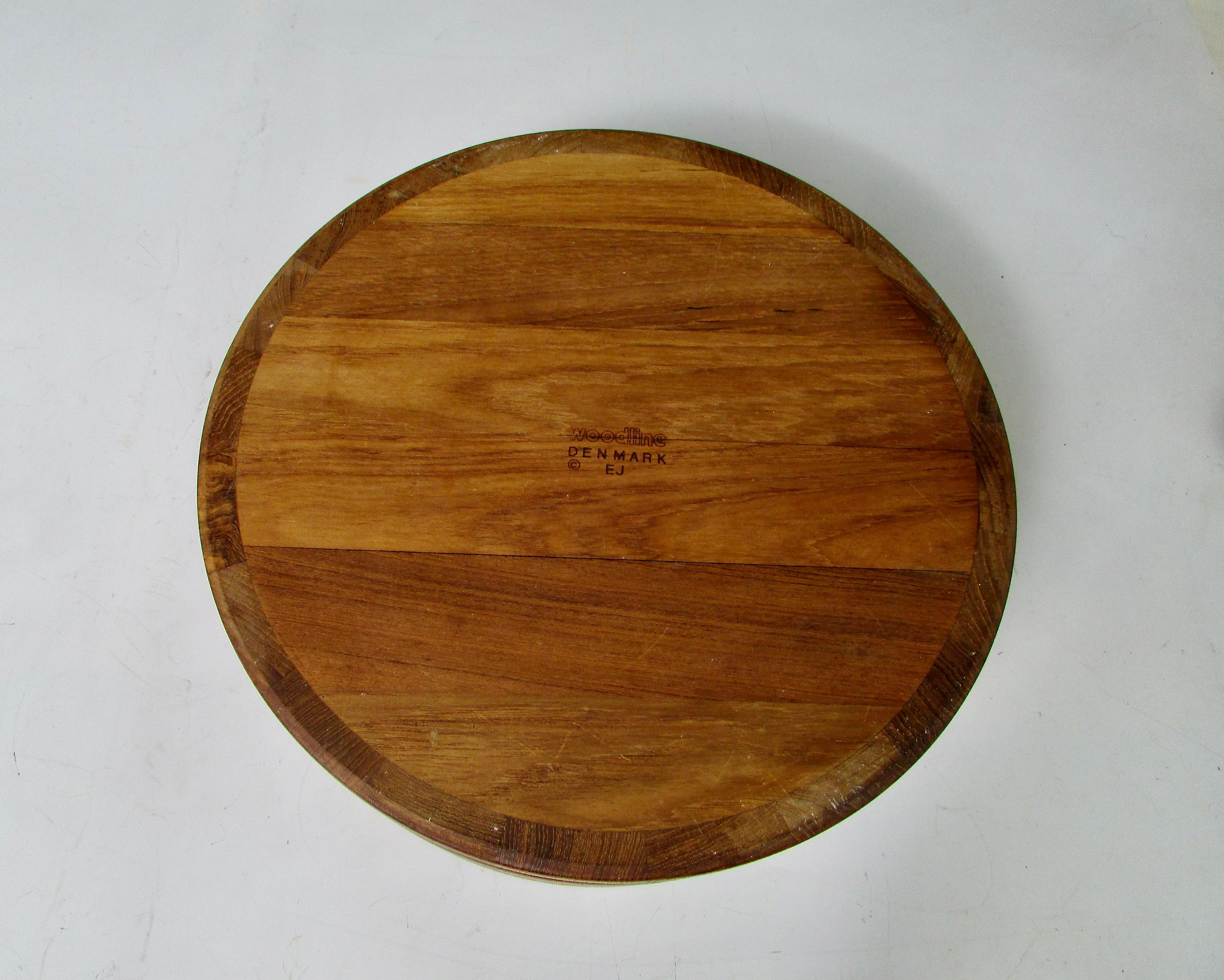 Massives Teakholz  bowl with ribbed design . Designed by Erik Jorgensen . Stamped Woodline Denmark with Erik Jorgensen initials E.J. .