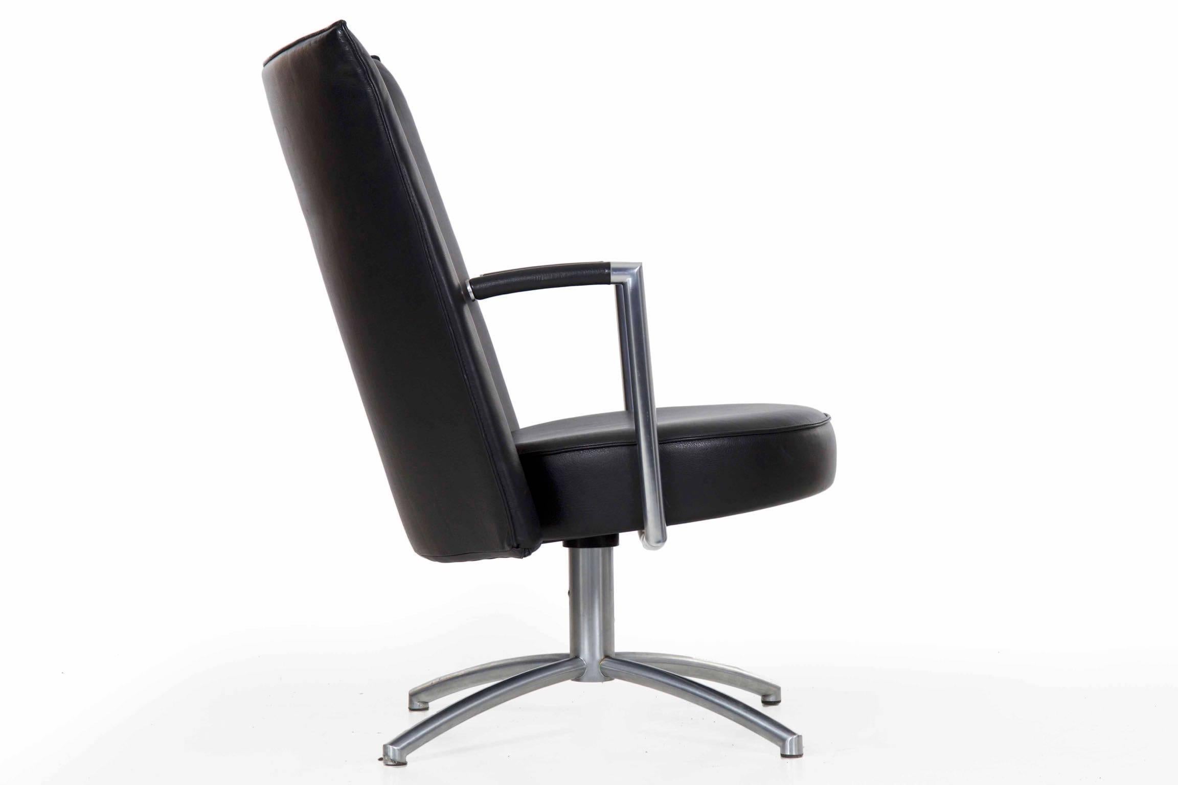 Danish Erik Jørgensen EJ70 Steel and Leather Armchair by J. Foersom & P. Hiort-Lorenzen