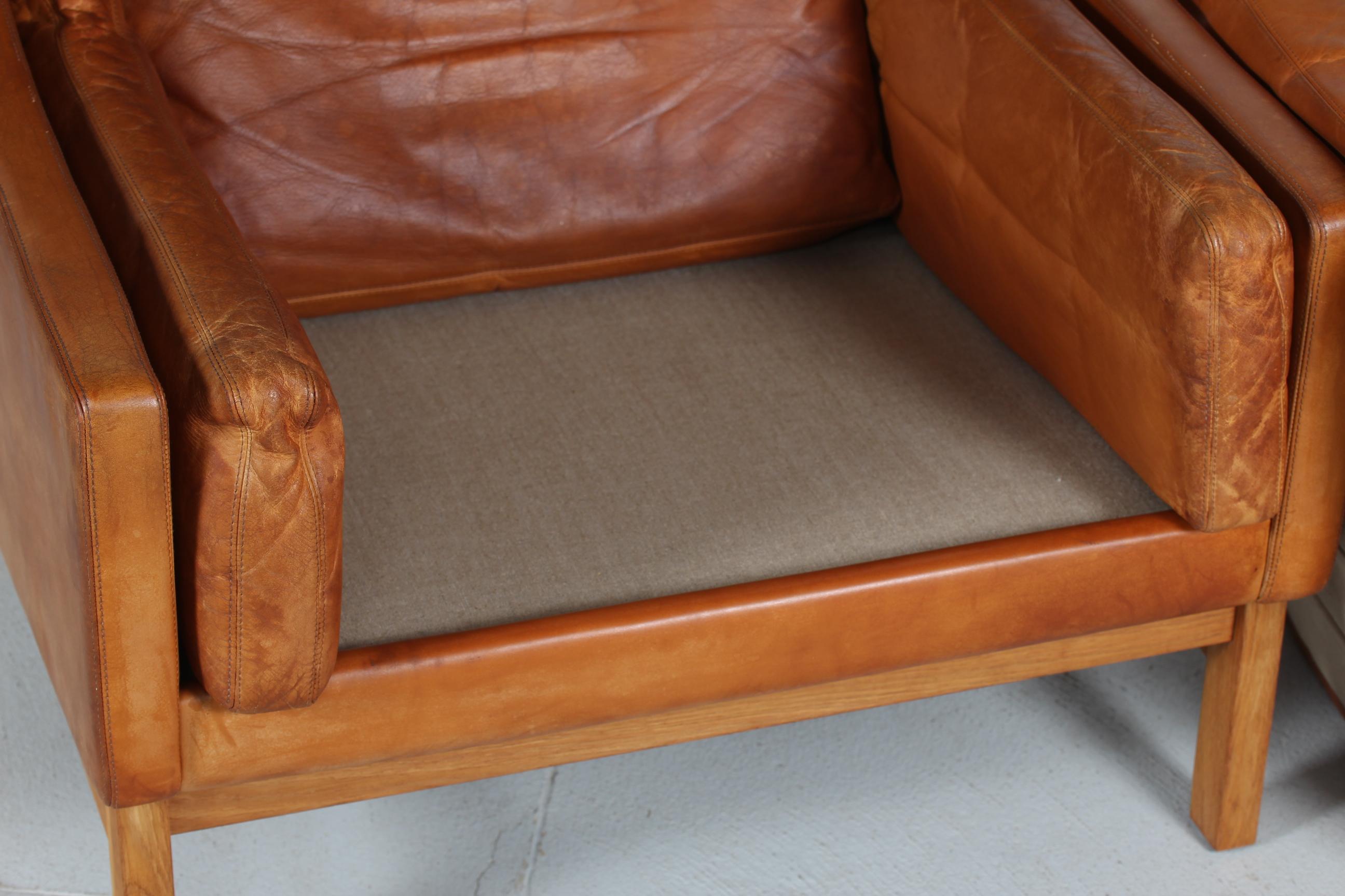 Erik Jørgensen Lounge Chair with Cognac Colored Patinated Leather Denmark 1970s 3