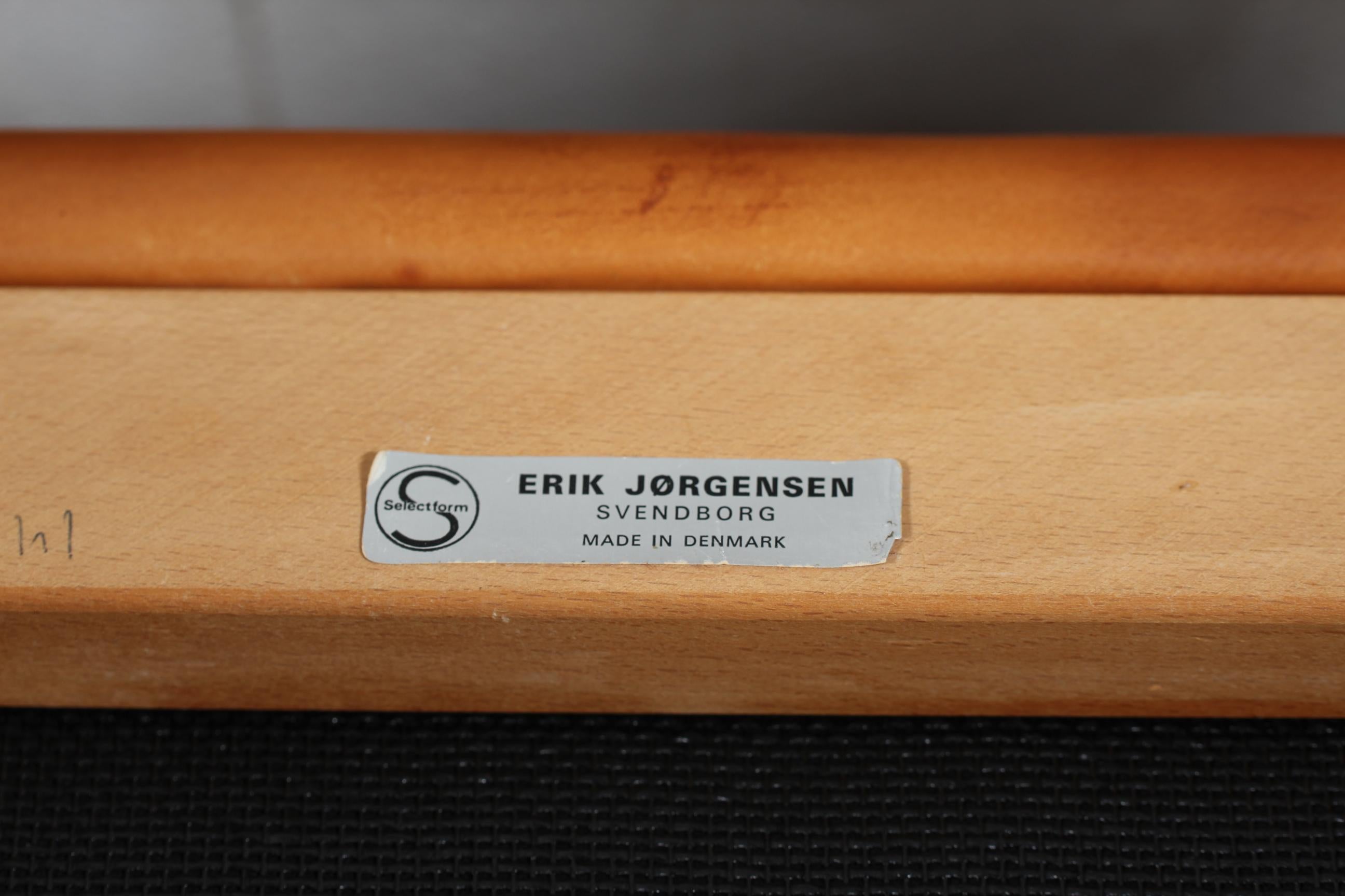 Erik Jørgensen Lounge Chair with Cognac Colored Patinated Leather Denmark 1970s 4