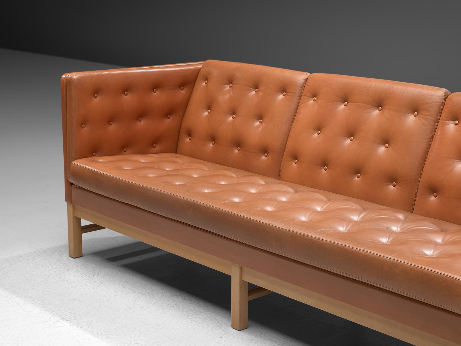 Danish Erik Jørgensen Original Cognac Leather Sofa