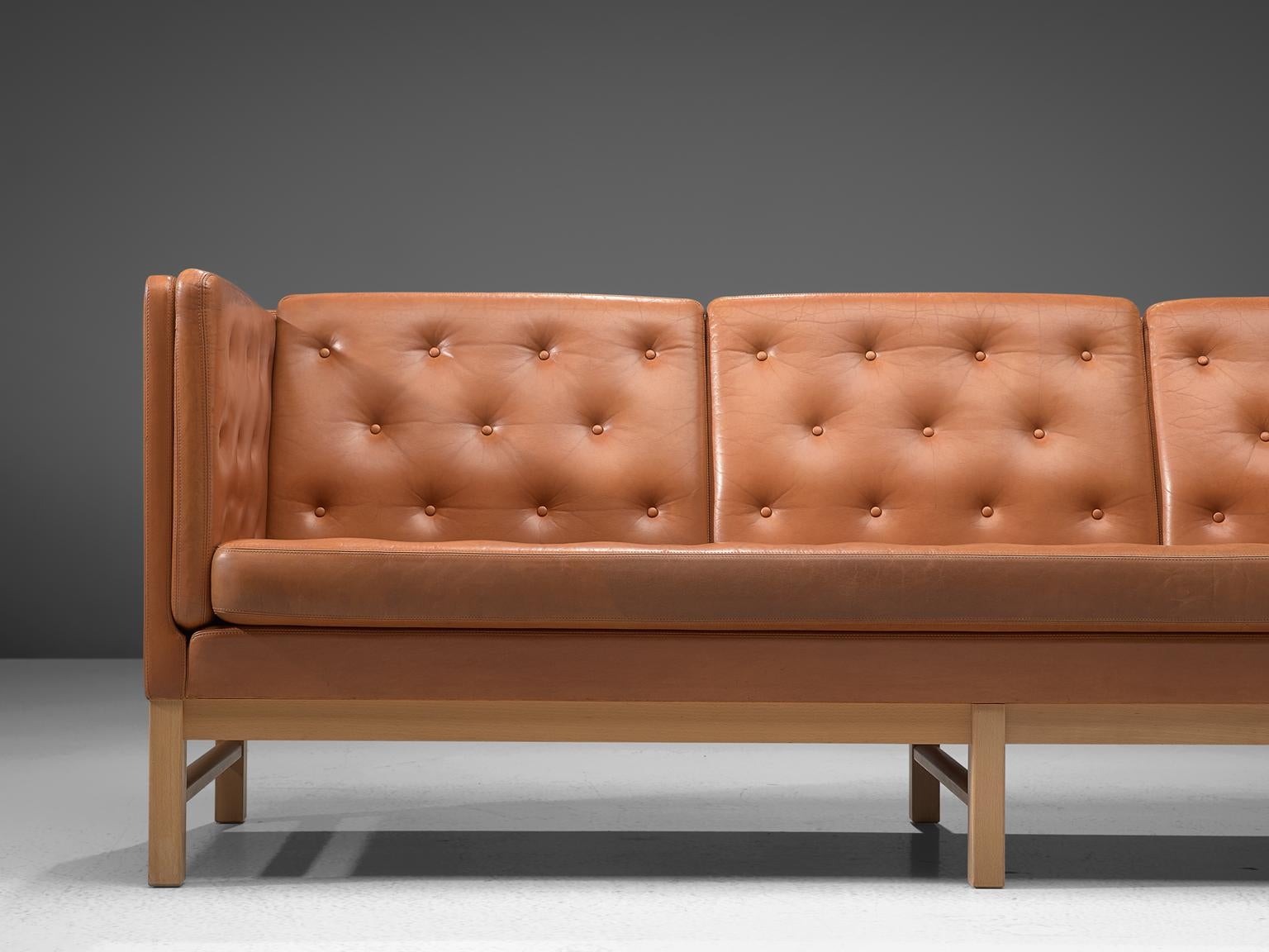 Erik Jørgensen Original Cognac Leather Sofa In Good Condition In Waalwijk, NL