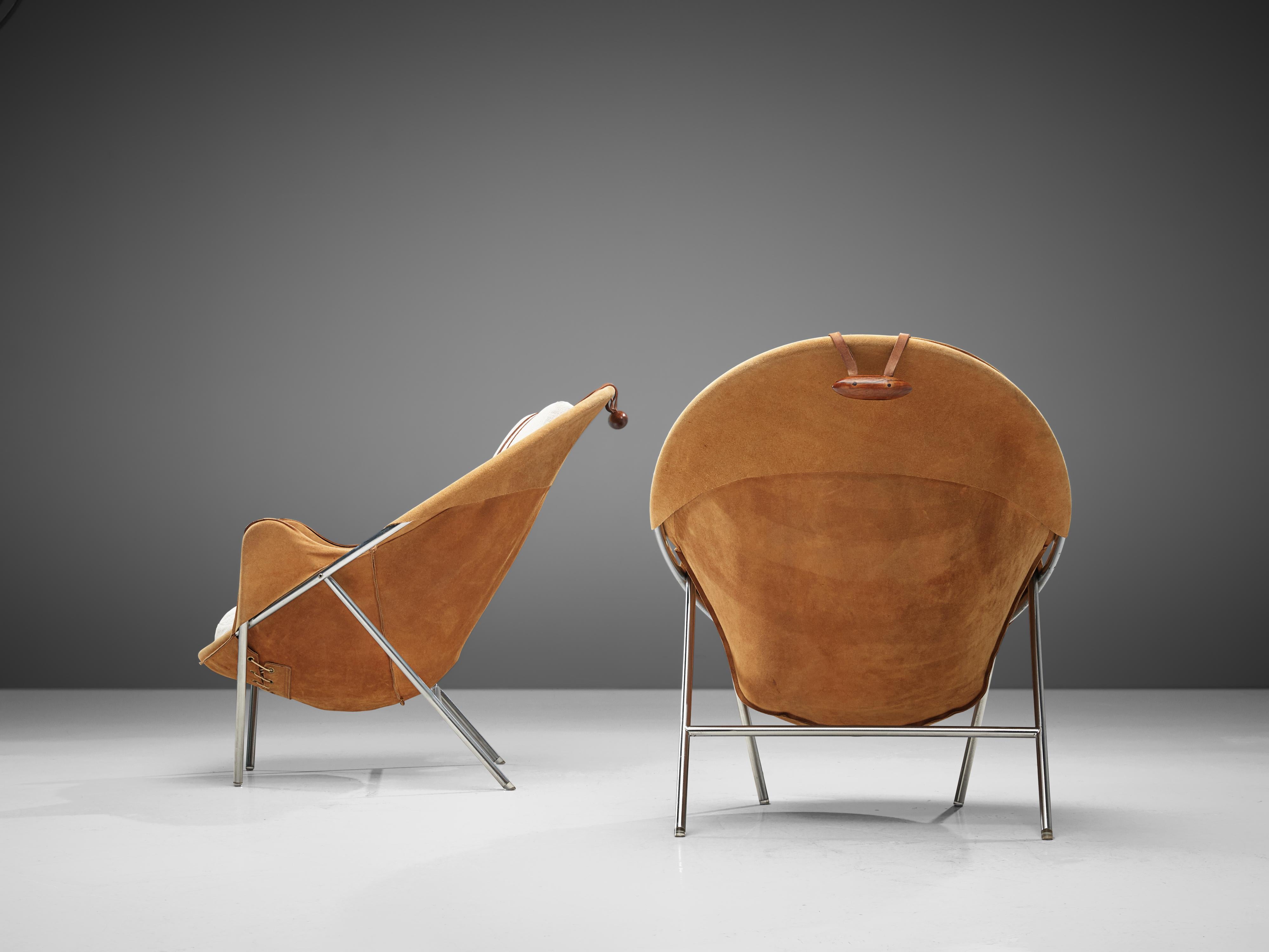 Erik Jørgensen Pair of Lounge Chairs in Cognac Suede 1