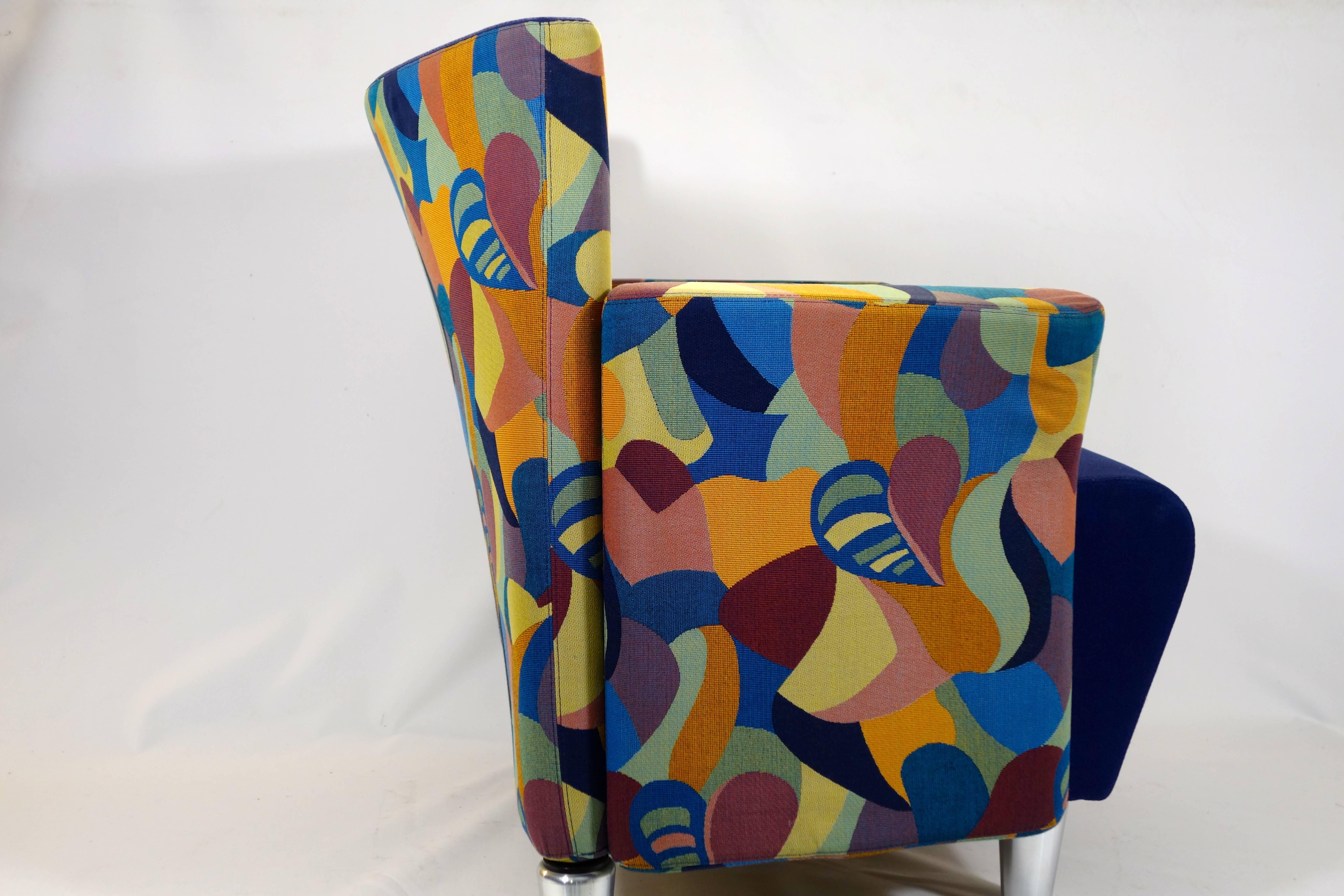 Fabric Postmodern Pair of Scandinavian Erik Jørgensen Memphis Style Lounge Chairs 1990s