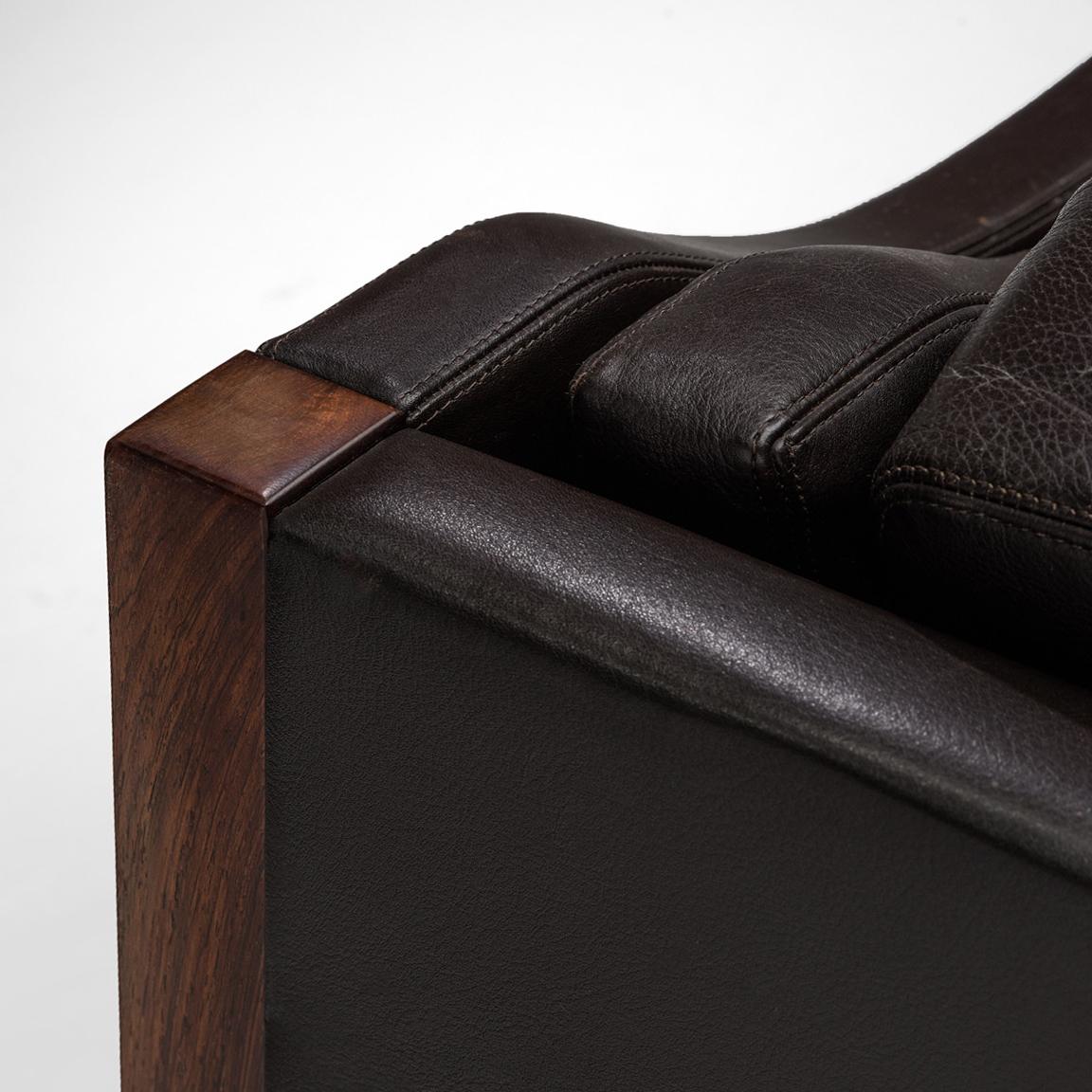 Erik Jørgensen Sofa in Dark Brown Leather and Rosewood 2